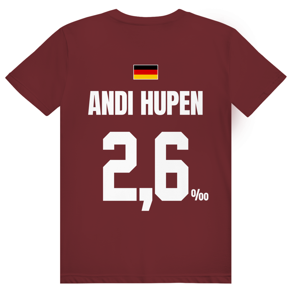 Andi Hupen - Sauftrikot Deutschland Trikot - Premium Bio Unisex (Rückendruck) T-Shirt