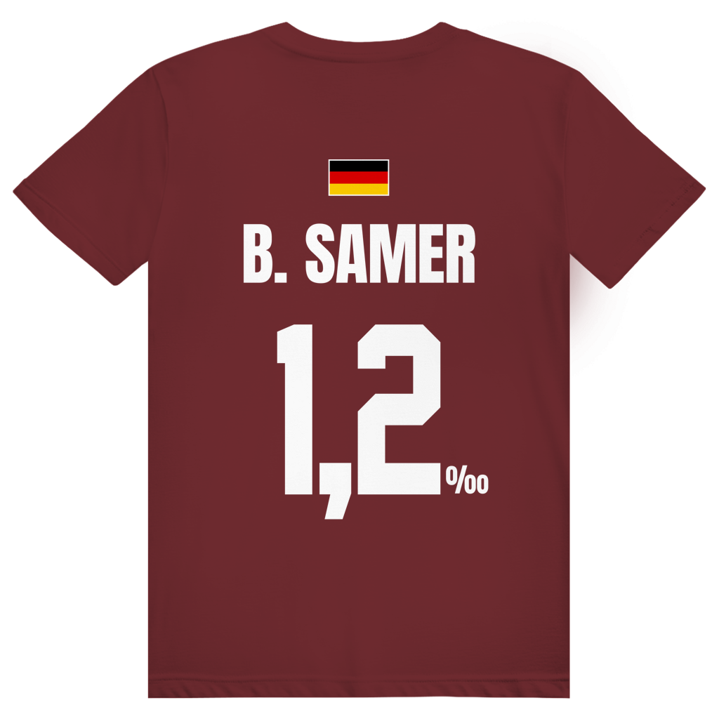 B. Samer - Sauftrikot Deutschland Trikot - Premium Bio Unisex (Rückendruck) T-Shirt