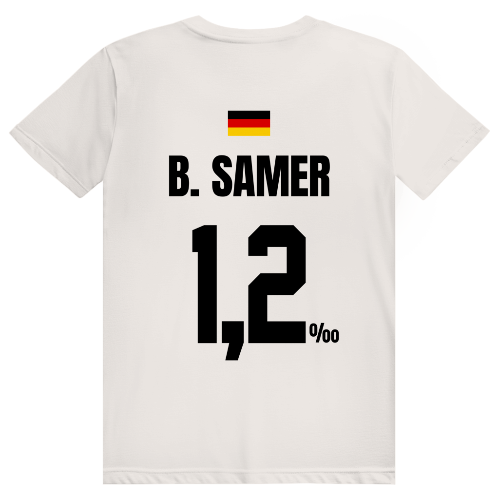 B. Samer - Sauftrikot Deutschland Trikot - Premium Bio Unisex (Rückendruck) T-Shirt