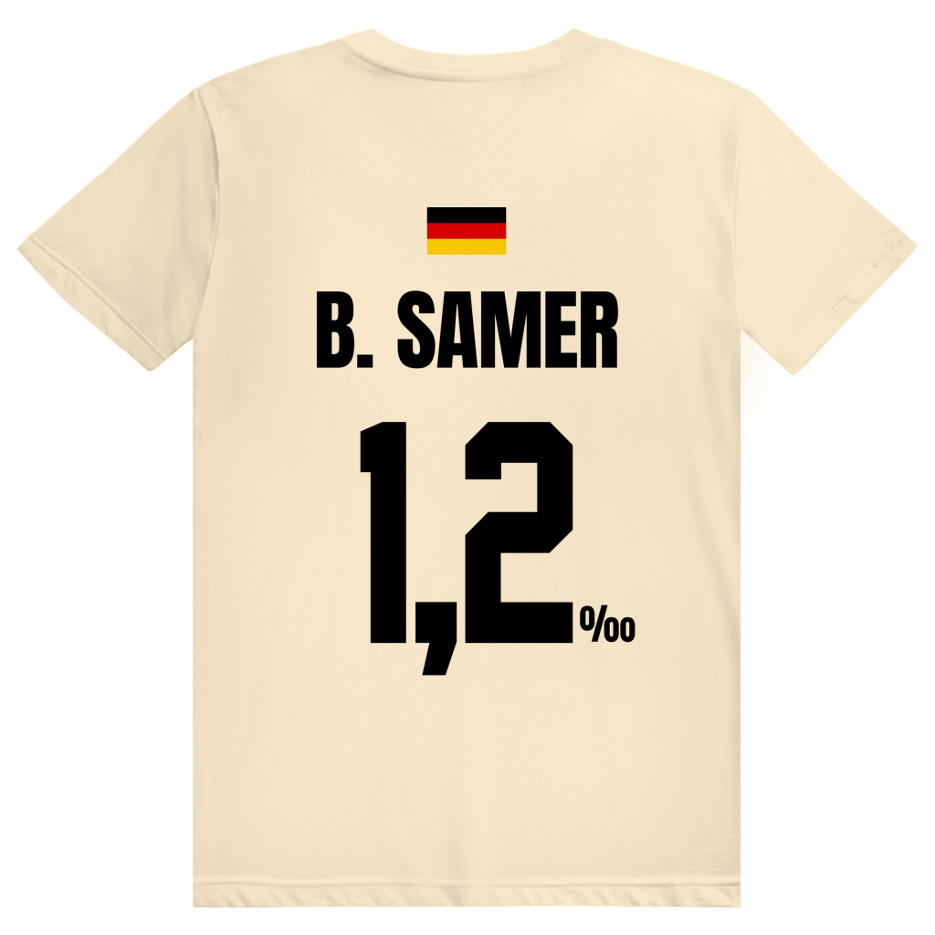 B. Samer - Sauftrikot Deutschland Trikot - Premium Bio Unisex (Rückendruck) T-Shirt