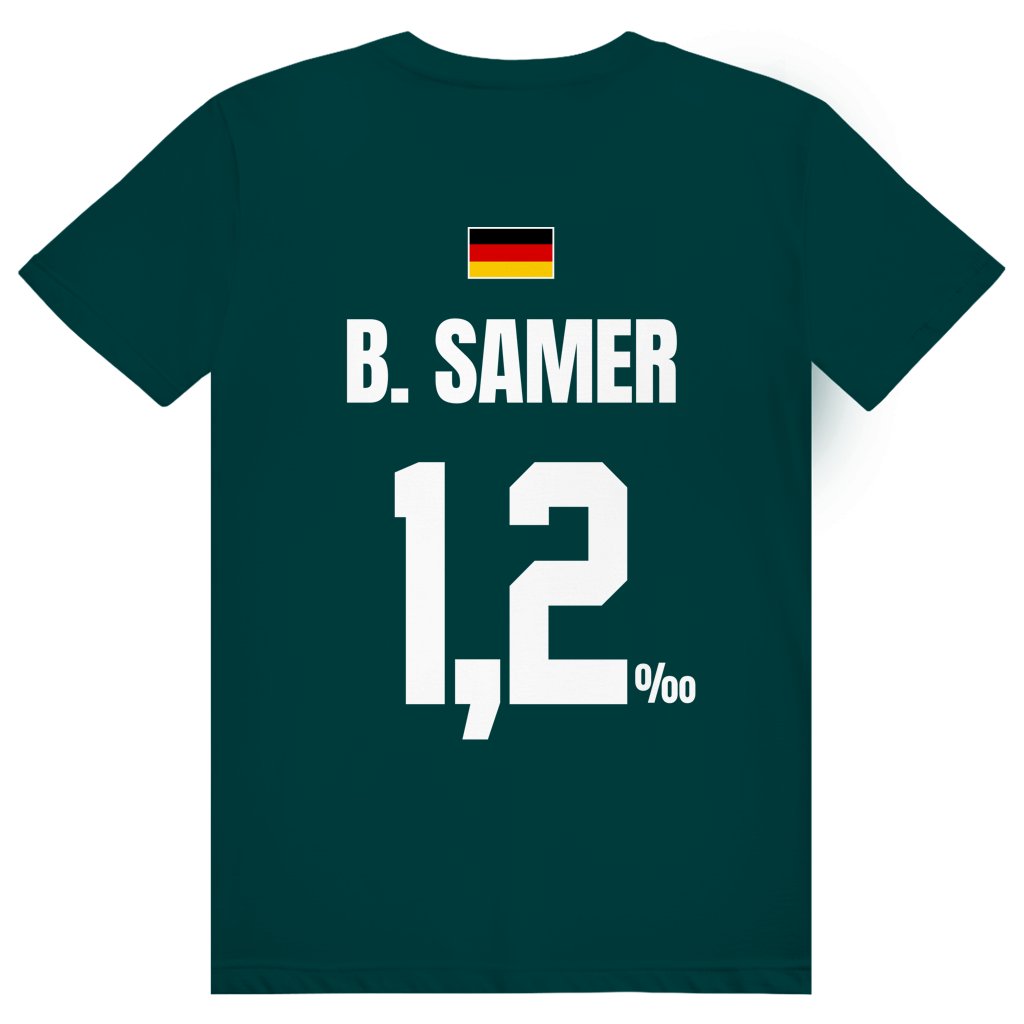 B. Samer - Sauftrikot Deutschland Trikot - Premium Bio Unisex (Rückendruck) T-Shirt