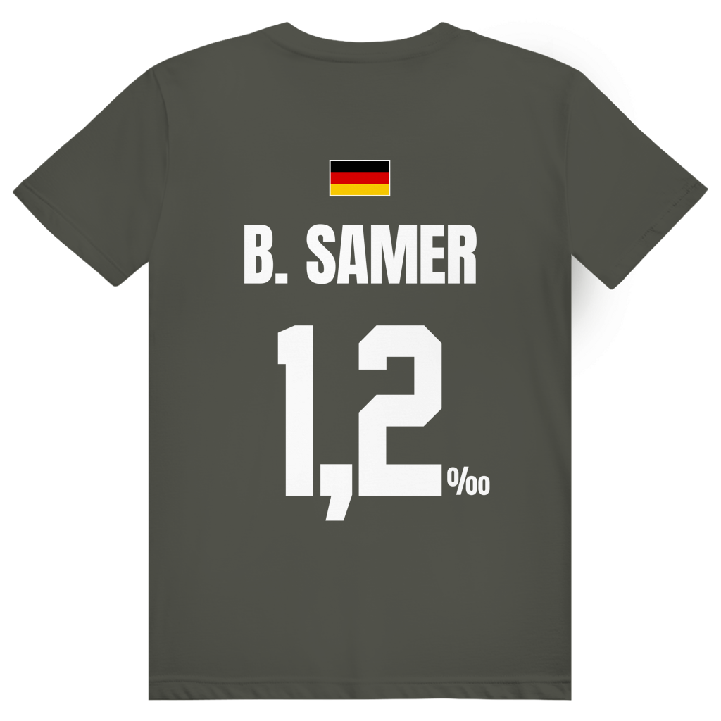 B. Samer - Sauftrikot Deutschland Trikot - Premium Bio Unisex (Rückendruck) T-Shirt