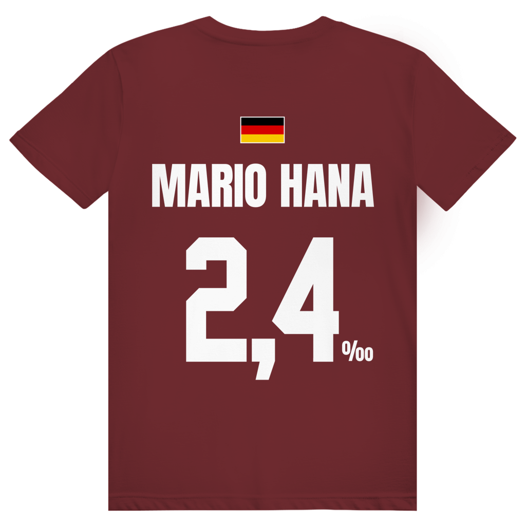 Mario Hana - Sauftrikot Deutschland Trikot - Premium Bio Unisex (Rückendruck) T-Shirt