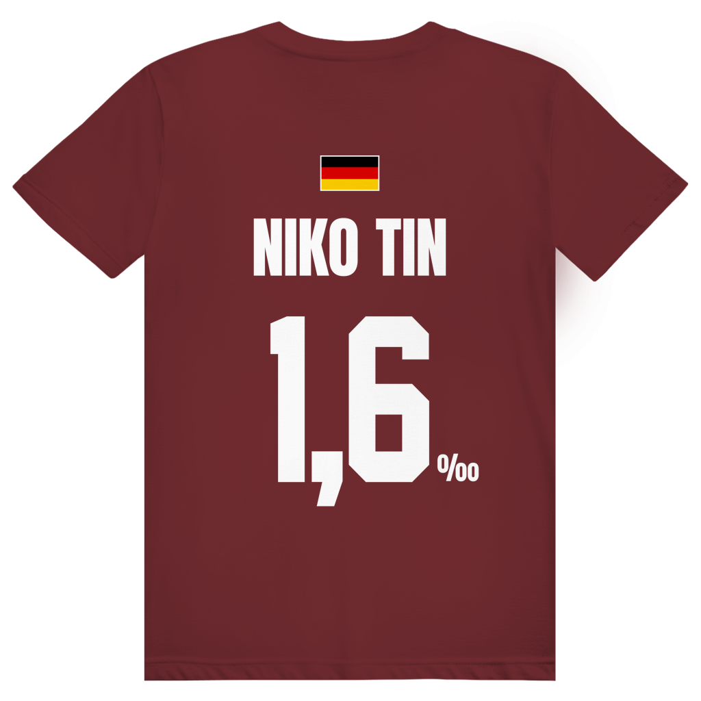 Niko Tin - Sauftrikot Deutschland Trikot - Premium Bio Unisex (Rückendruck) T-Shirt
