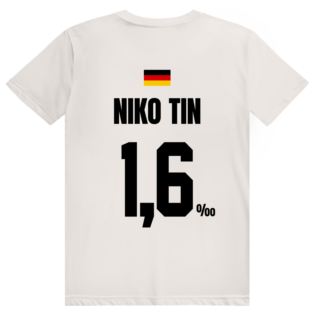 Niko Tin - Sauftrikot Deutschland Trikot - Premium Bio Unisex (Rückendruck) T-Shirt