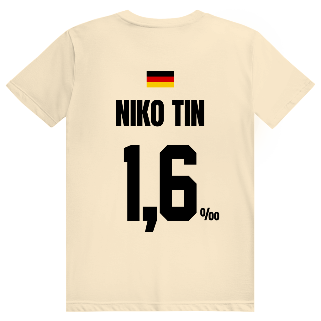 Niko Tin - Sauftrikot Deutschland Trikot - Premium Bio Unisex (Rückendruck) T-Shirt