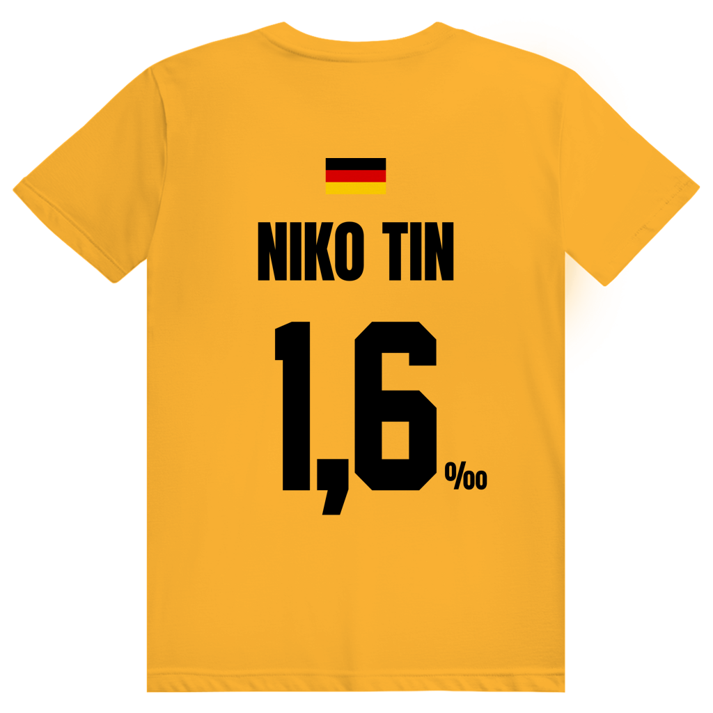 Niko Tin - Sauftrikot Deutschland Trikot - Premium Bio Unisex (Rückendruck) T-Shirt