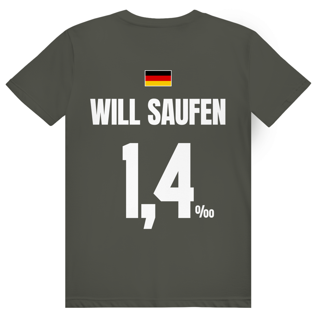 Will Saufen - Sauftrikot Deutschland Trikot - Premium Bio Unisex (Rückendruck) T-Shirt