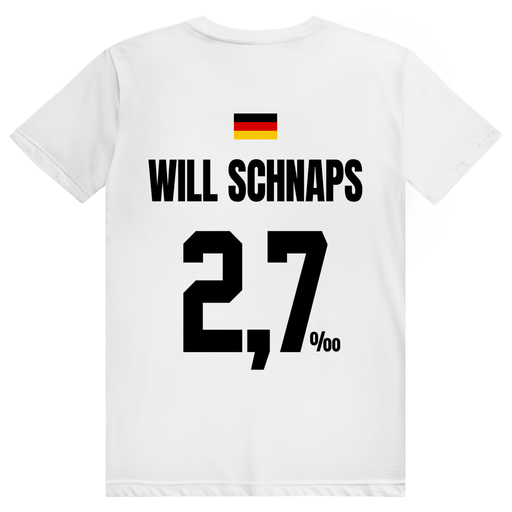 Will Schnaps - Sauftrikot Deutschland Trikot - Premium Bio Unisex (Rückendruck) T-Shirt
