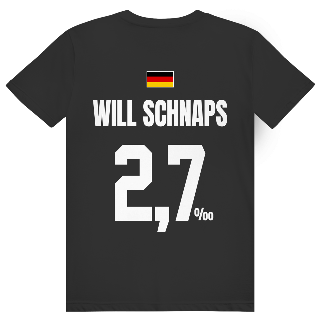 Will Schnaps - Sauftrikot Deutschland Trikot - Premium Bio Unisex (Rückendruck) T-Shirt