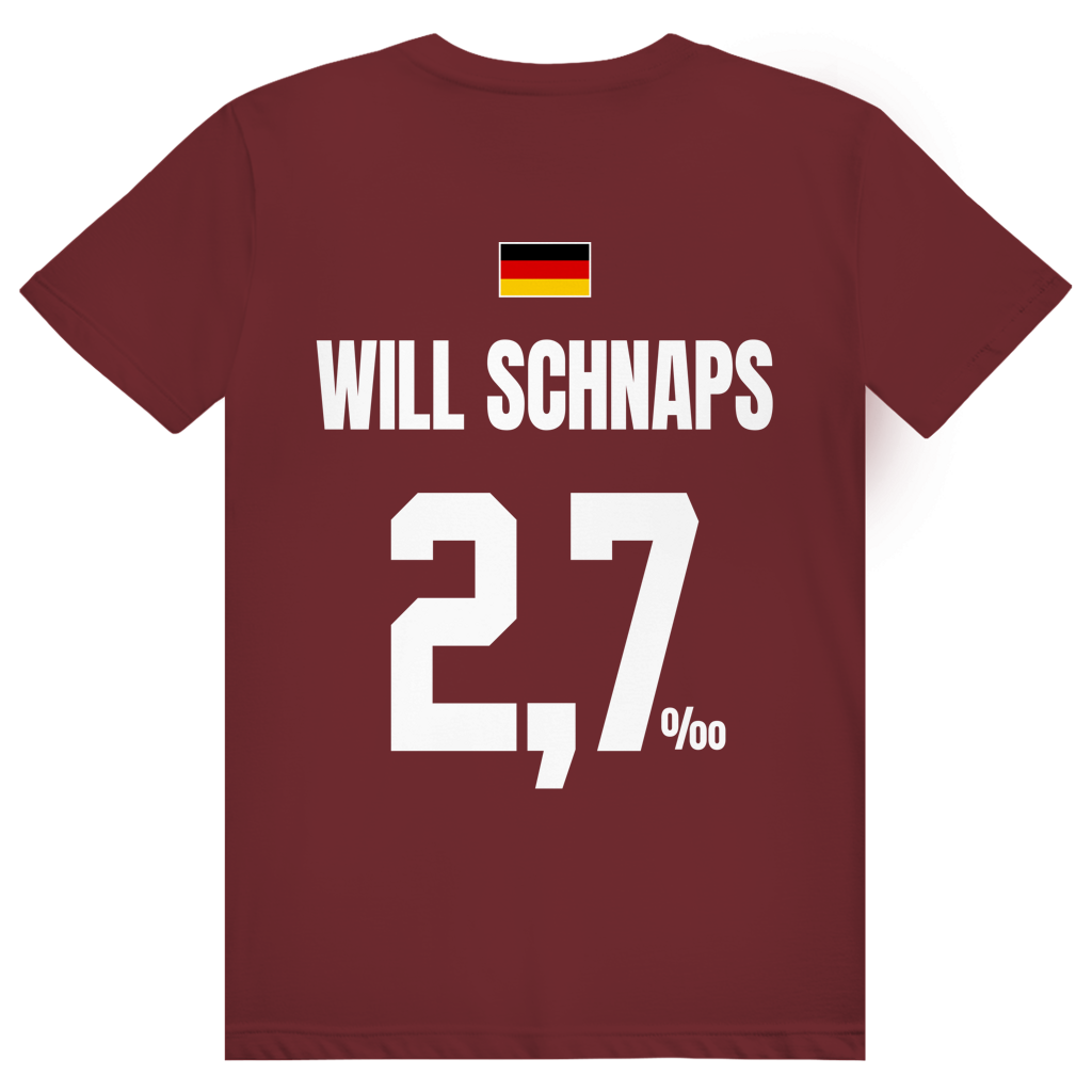 Will Schnaps - Sauftrikot Deutschland Trikot - Premium Bio Unisex (Rückendruck) T-Shirt