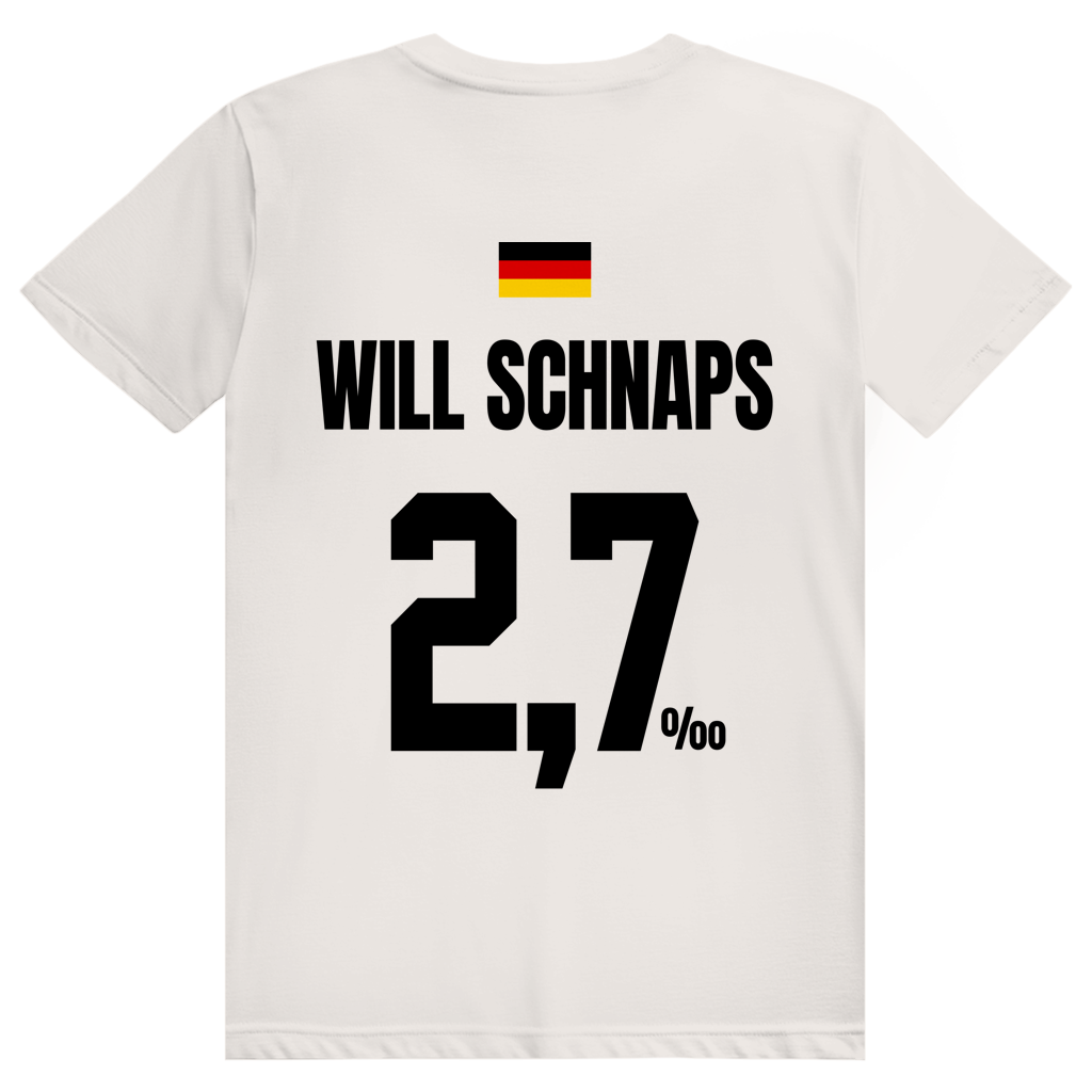 Will Schnaps - Sauftrikot Deutschland Trikot - Premium Bio Unisex (Rückendruck) T-Shirt
