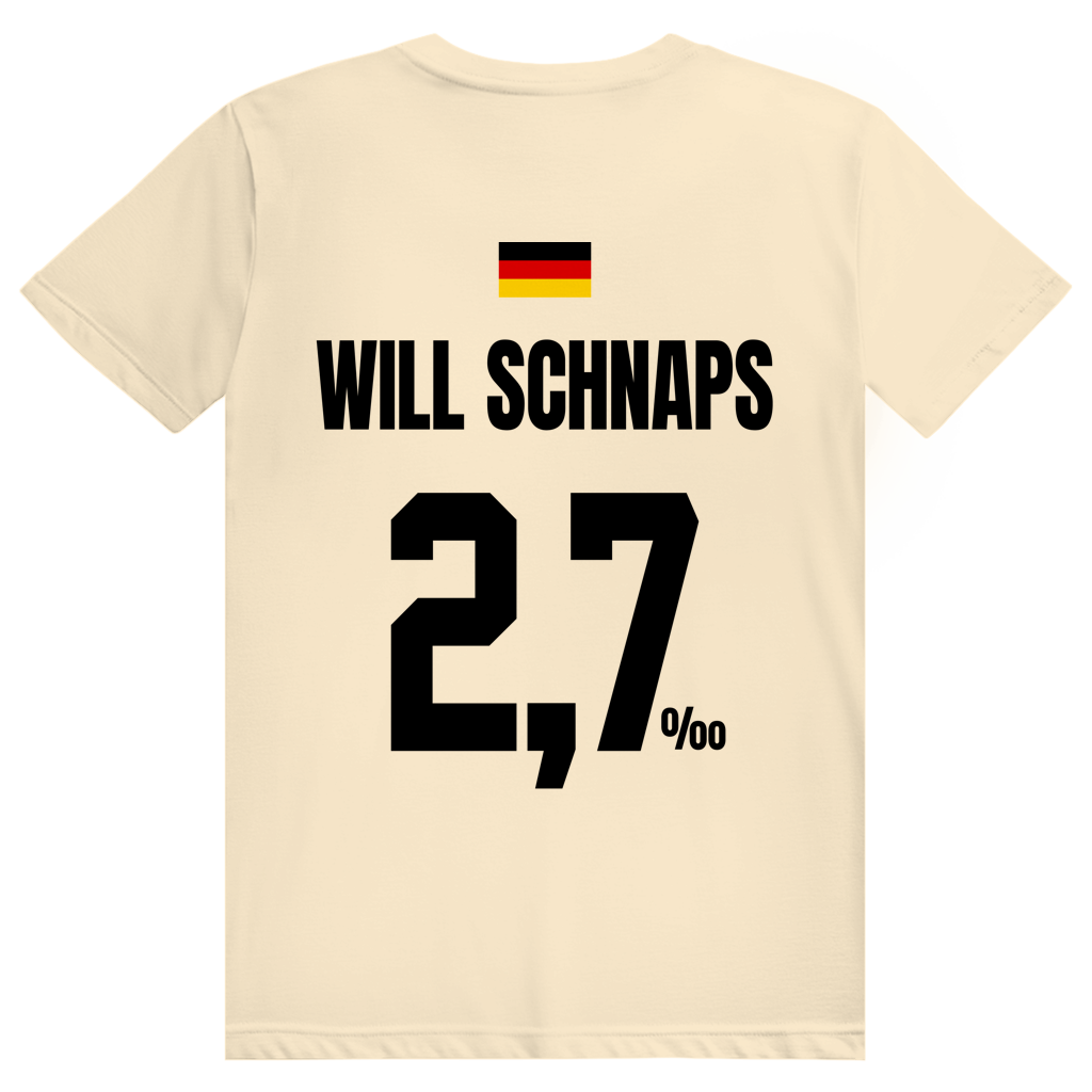 Will Schnaps - Sauftrikot Deutschland Trikot - Premium Bio Unisex (Rückendruck) T-Shirt