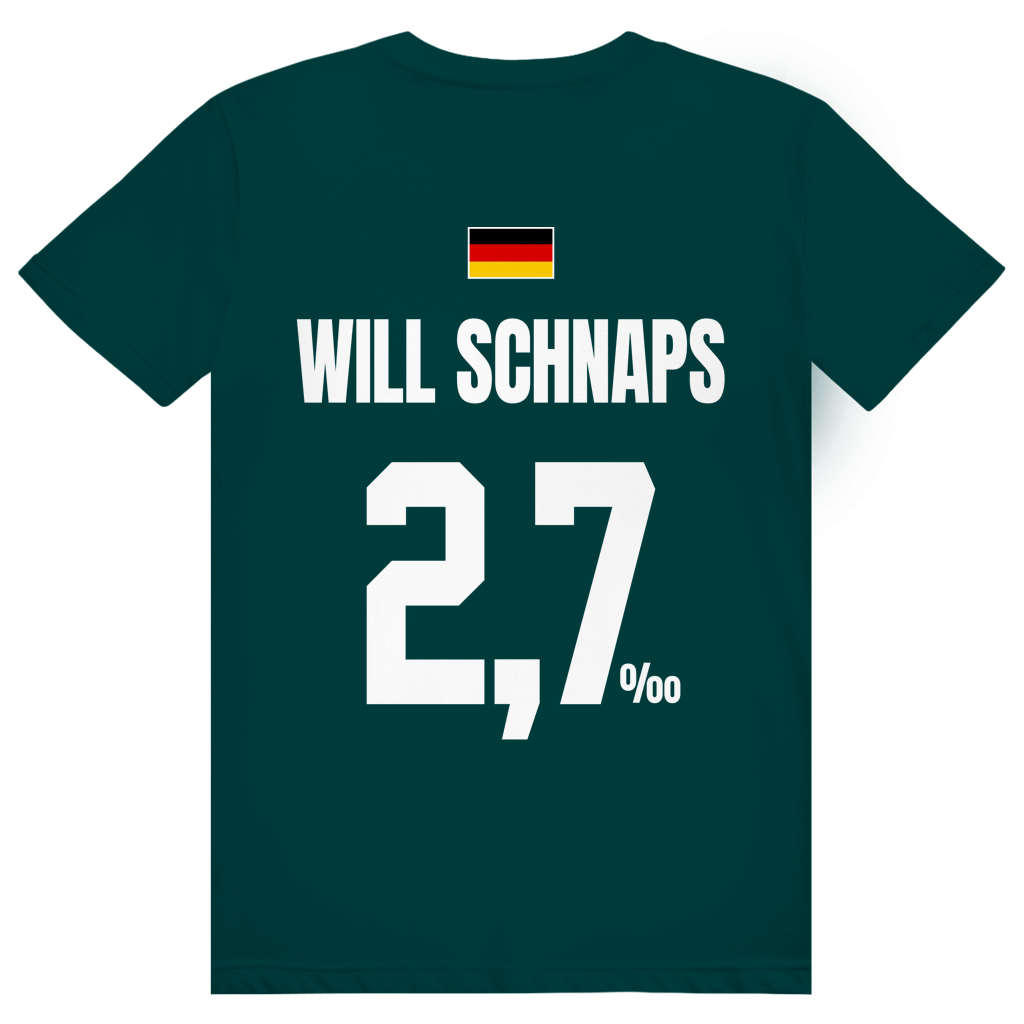 Will Schnaps - Sauftrikot Deutschland Trikot - Premium Bio Unisex (Rückendruck) T-Shirt