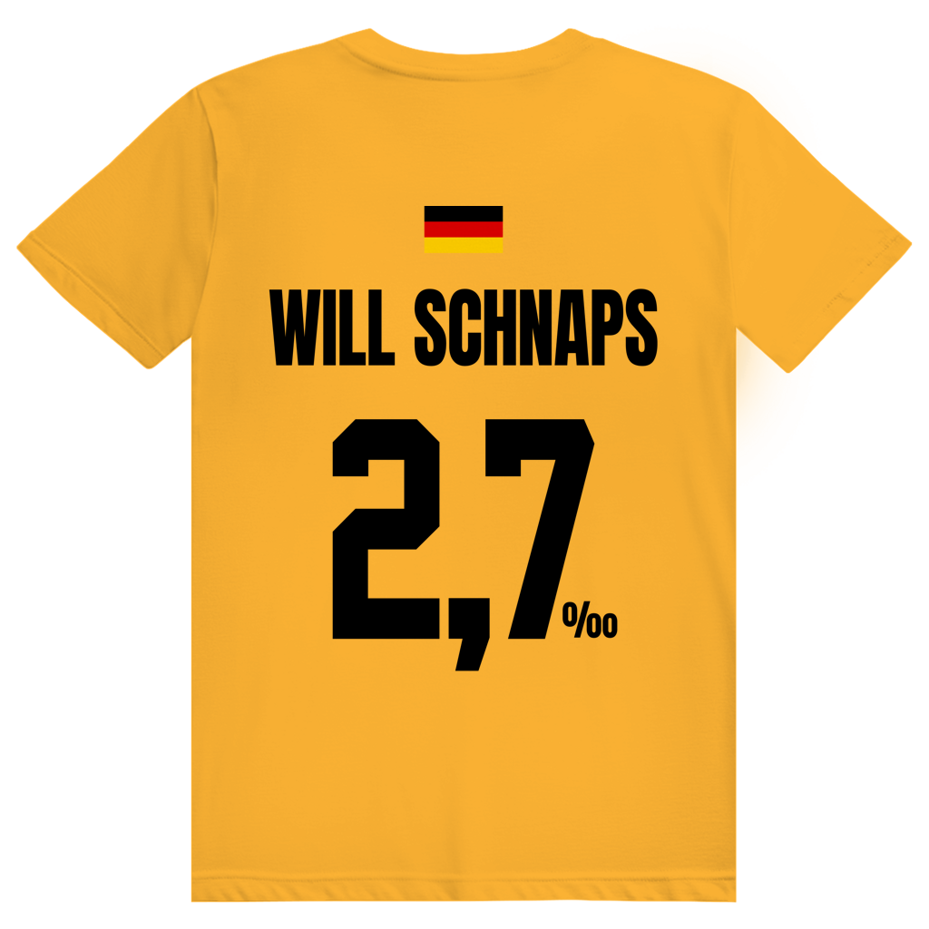Will Schnaps - Sauftrikot Deutschland Trikot - Premium Bio Unisex (Rückendruck) T-Shirt