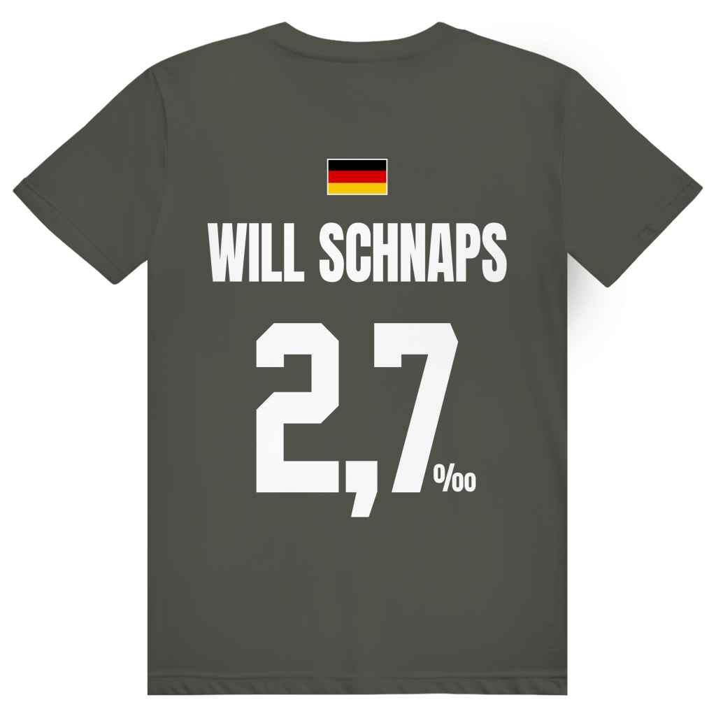 Will Schnaps - Sauftrikot Deutschland Trikot - Premium Bio Unisex (Rückendruck) T-Shirt