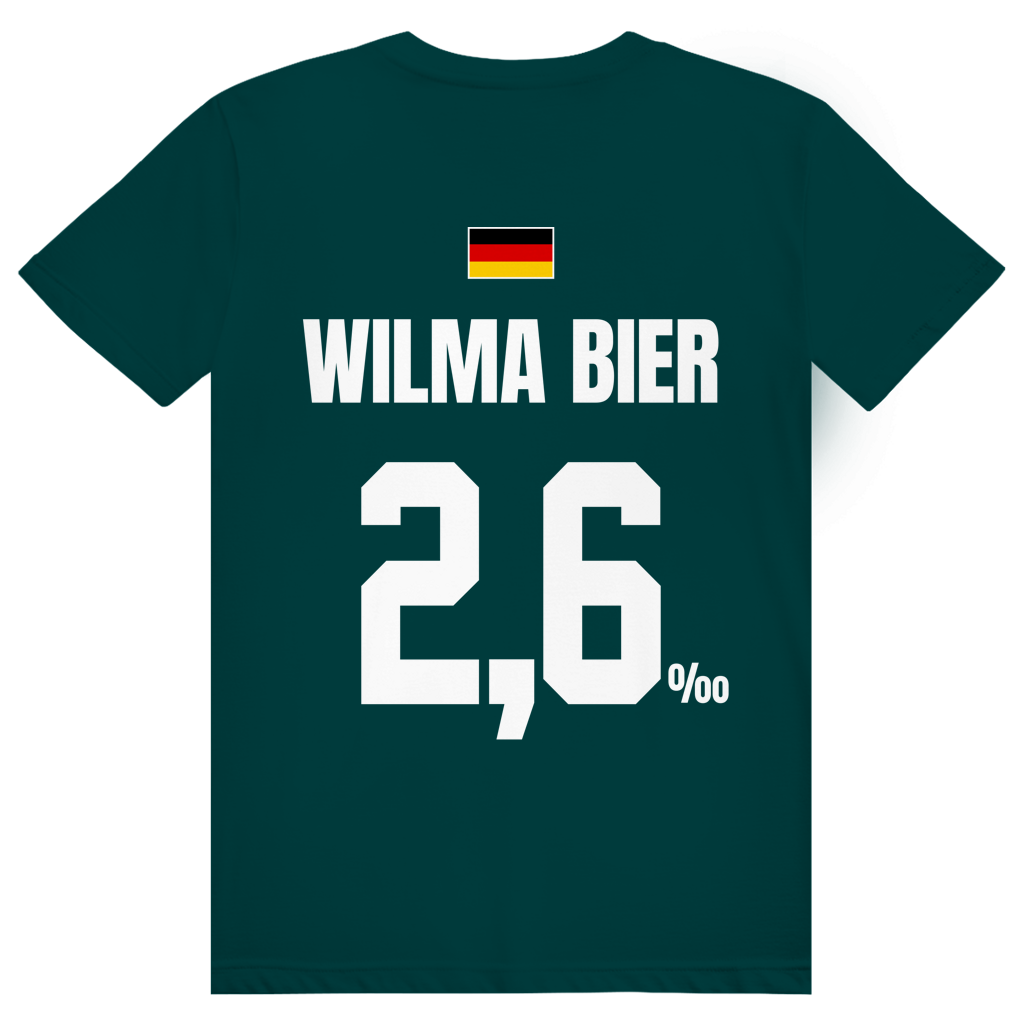 Wilma Bier - Sauftrikot Deutschland Trikot - Premium Bio Unisex (Rückendruck) T-Shirt
