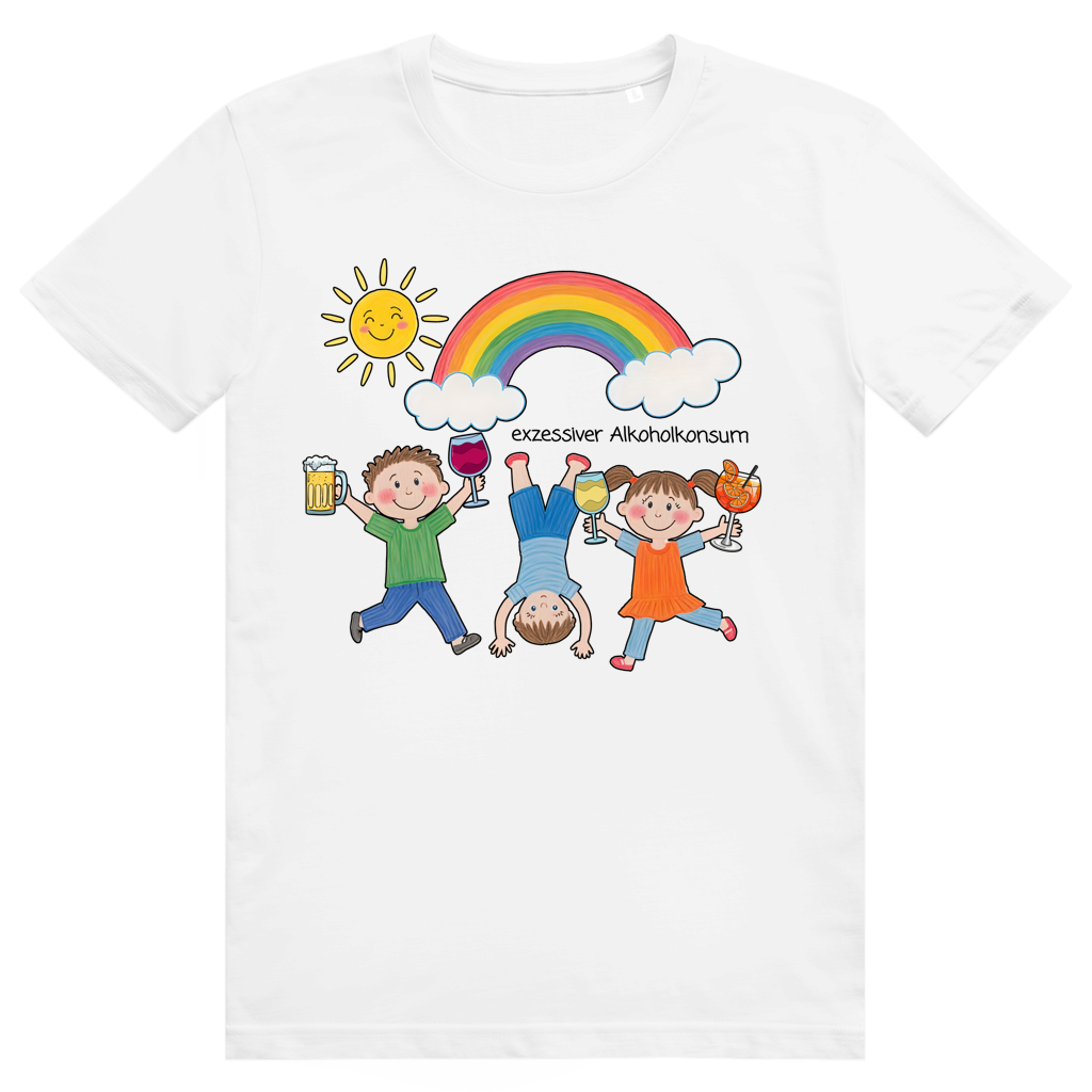 Exzessiver Alkoholkonsum - Lustige Kinder Zeichnung - Premium Bio Unisex T-Shirt