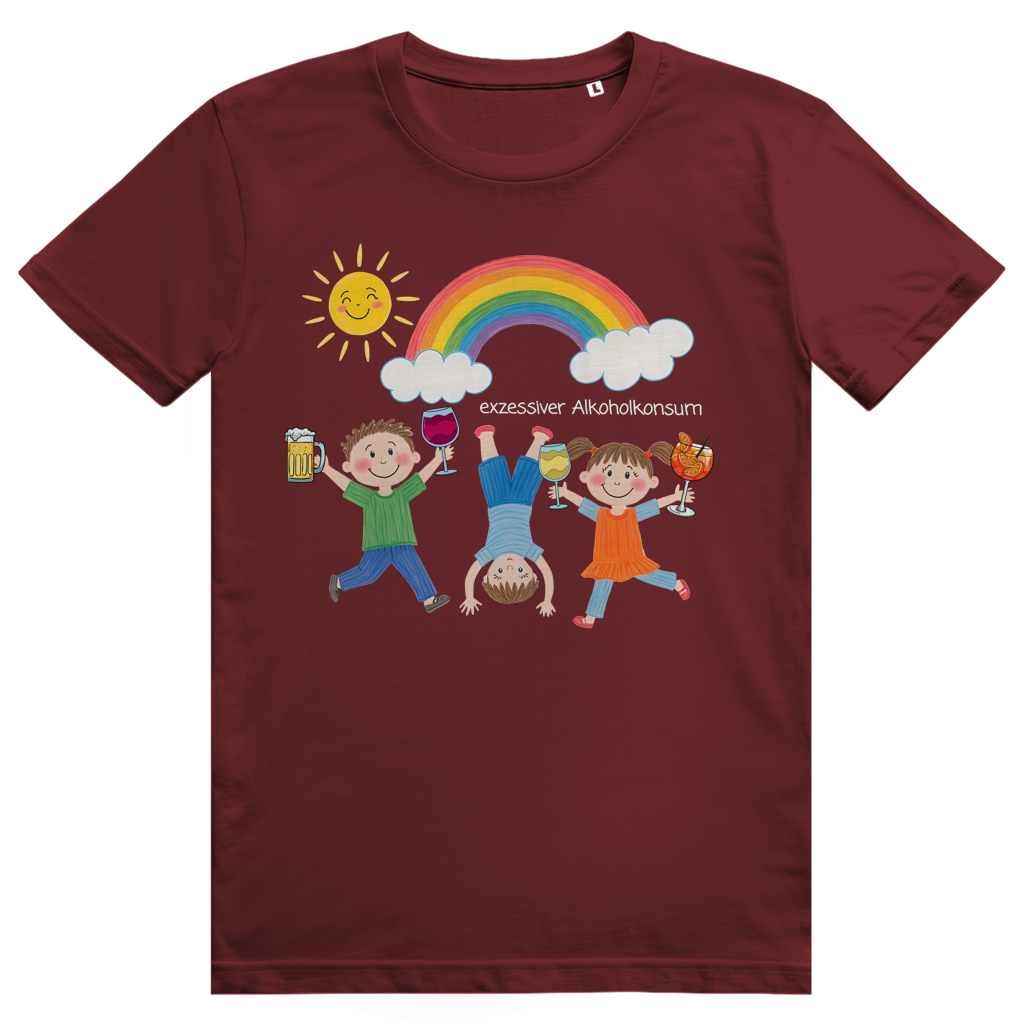 Exzessiver Alkoholkonsum - Lustige Kinder Zeichnung - Premium Bio Unisex T-Shirt