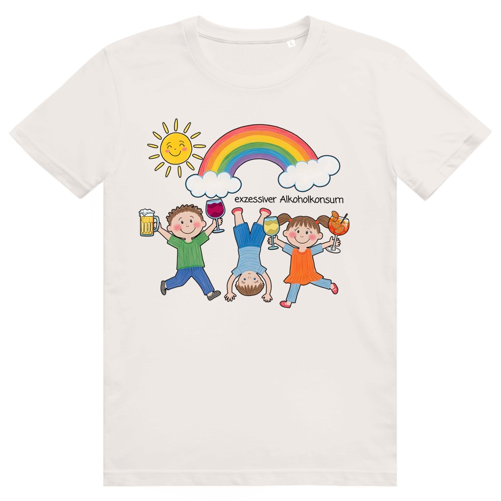 Exzessiver Alkoholkonsum - Lustige Kinder Zeichnung - Premium Bio Unisex T-Shirt