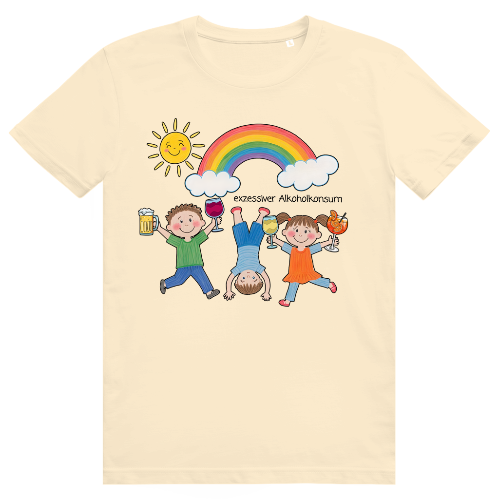 Exzessiver Alkoholkonsum - Lustige Kinder Zeichnung - Premium Bio Unisex T-Shirt
