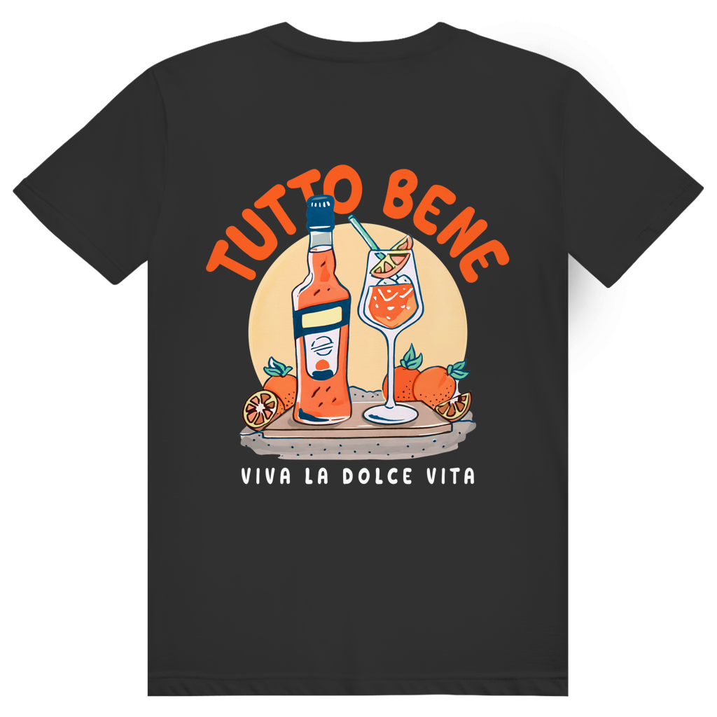 Tutto Bene Viva La Dolce Vita - Aperol Spritz Italien - Premium Bio Unisex (Rückendruck) T-Shirt