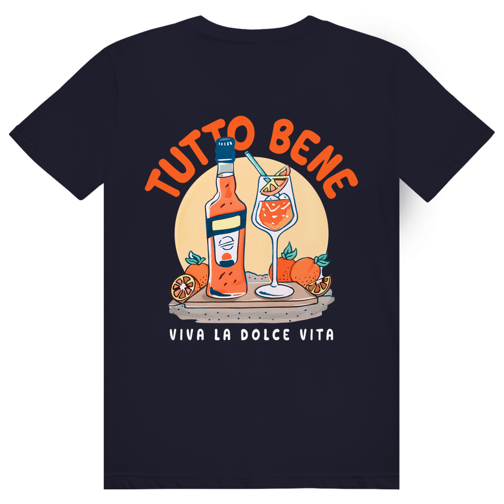 Tutto Bene Viva La Dolce Vita - Aperol Spritz Italien - Premium Bio Unisex (Rückendruck) T-Shirt