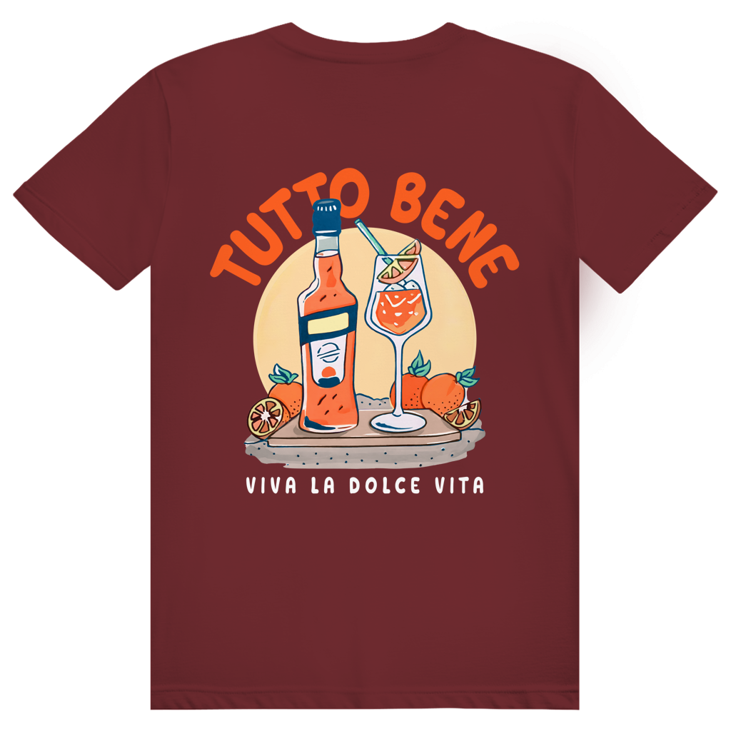 Tutto Bene Viva La Dolce Vita - Aperol Spritz Italien - Premium Bio Unisex (Rückendruck) T-Shirt