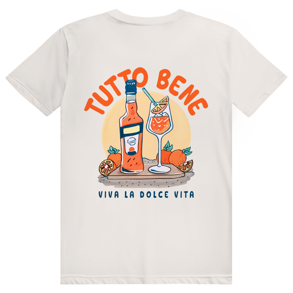 Tutto Bene Viva La Dolce Vita - Aperol Spritz Italien - Premium Bio Unisex (Rückendruck) T-Shirt