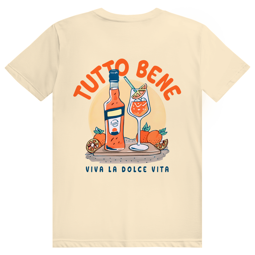 Tutto Bene Viva La Dolce Vita - Aperol Spritz Italien - Premium Bio Unisex (Rückendruck) T-Shirt
