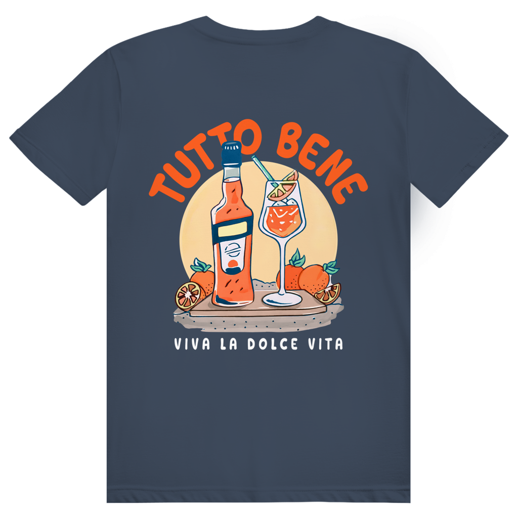 Tutto Bene Viva La Dolce Vita - Aperol Spritz Italien - Premium Bio Unisex (Rückendruck) T-Shirt