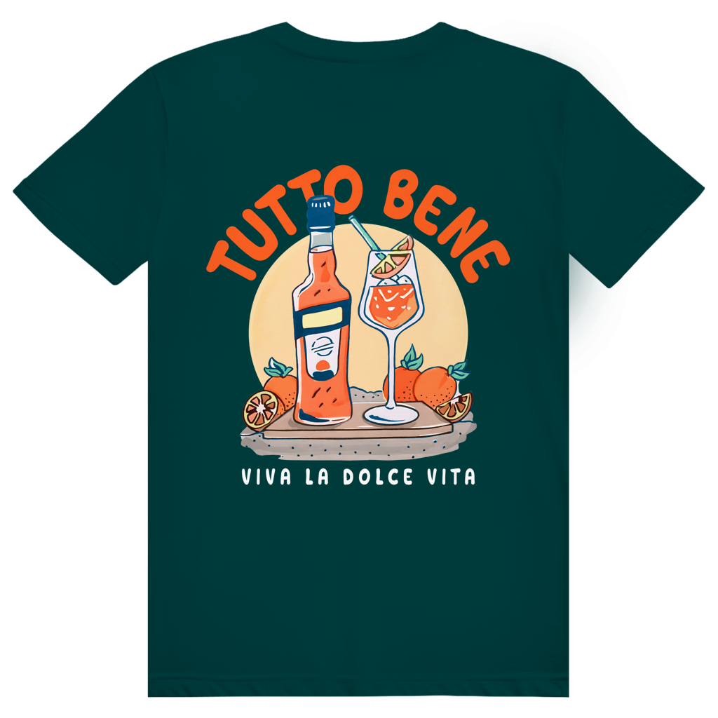 Tutto Bene Viva La Dolce Vita - Aperol Spritz Italien - Premium Bio Unisex (Rückendruck) T-Shirt