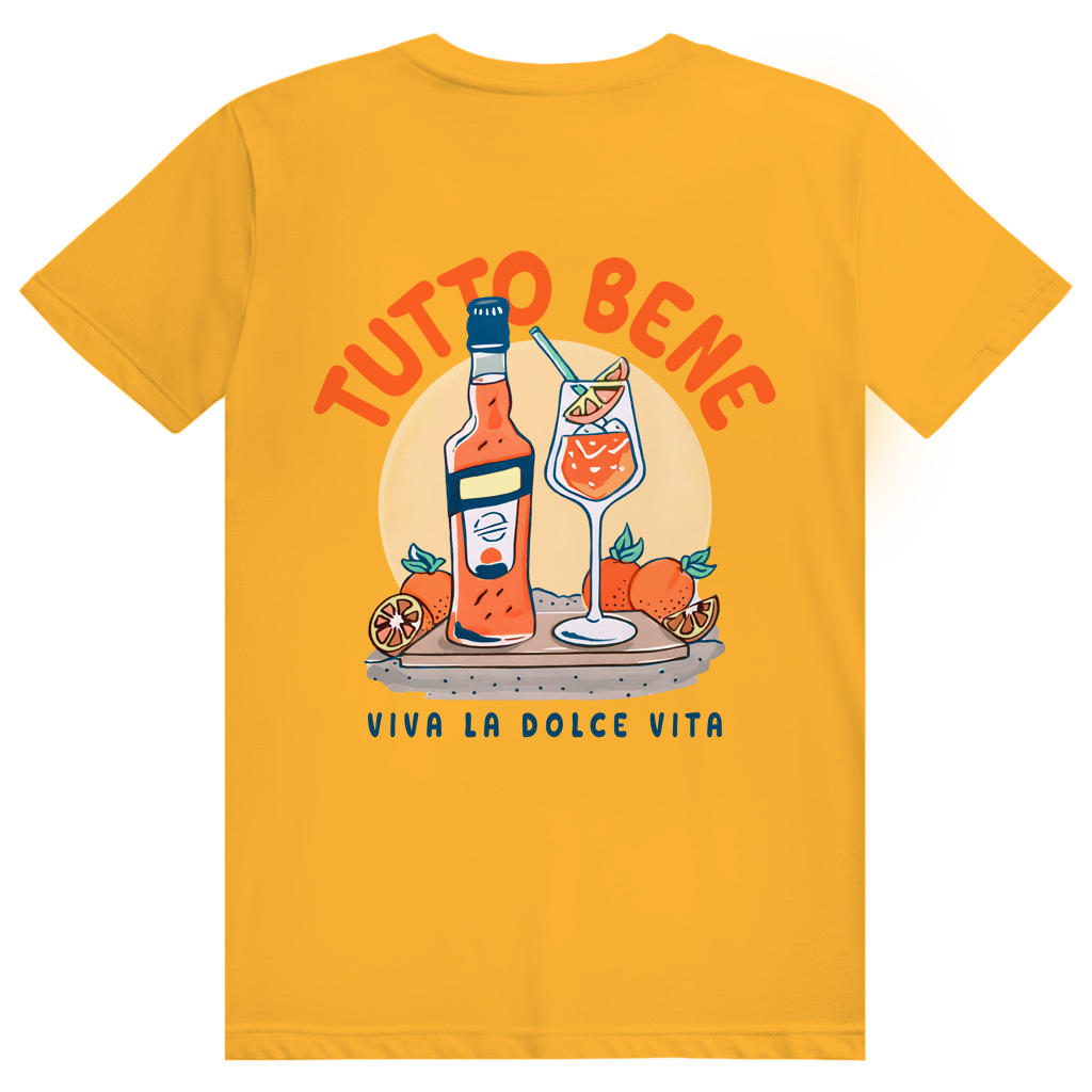 Tutto Bene Viva La Dolce Vita - Aperol Spritz Italien - Premium Bio Unisex (Rückendruck) T-Shirt