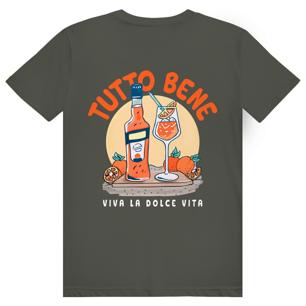 Tutto Bene Viva La Dolce Vita - Aperol Spritz Italien - Premium Bio Unisex (Rückendruck) T-Shirt