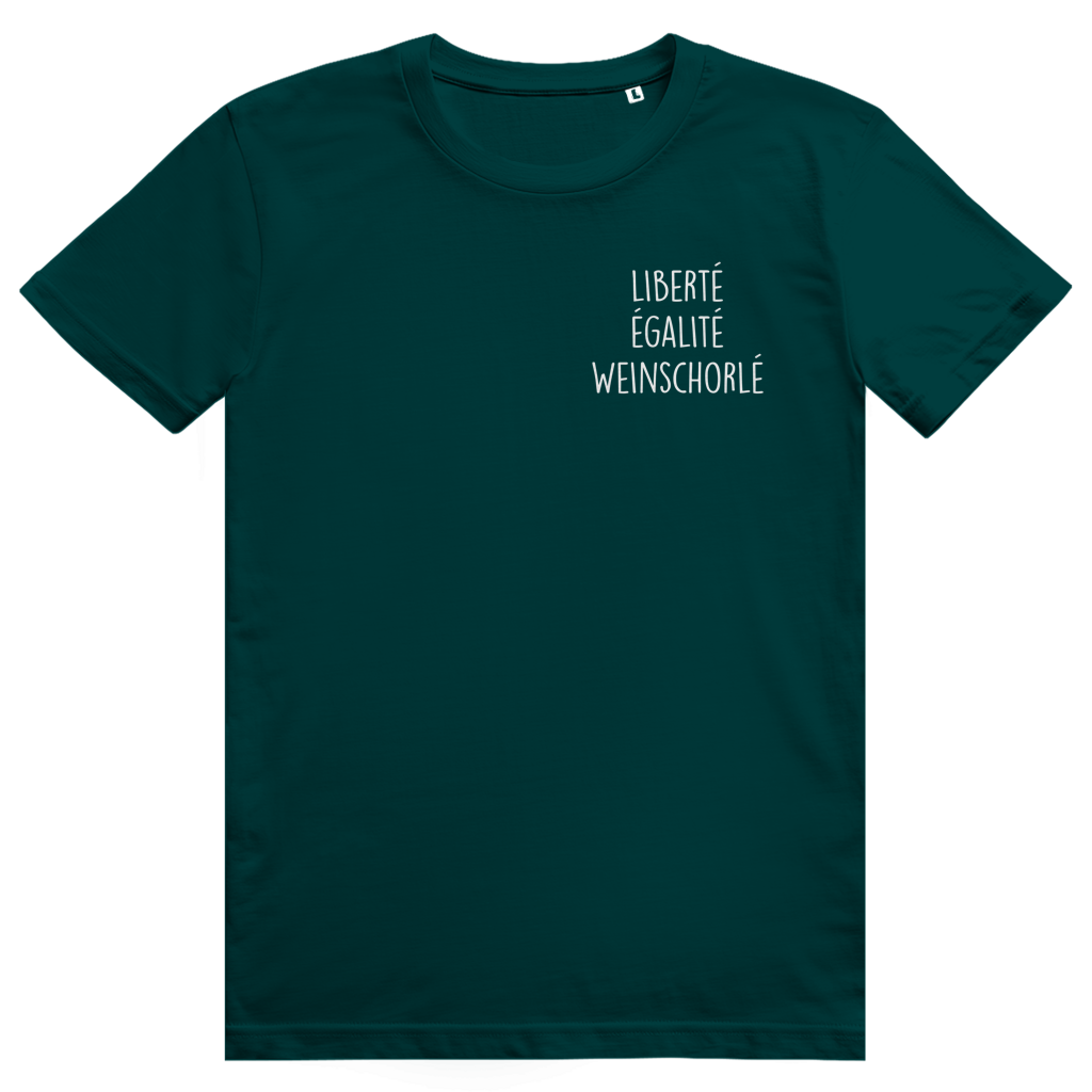 LIBERTÉ ÉGALITÉ WEINSCHORLÉ - Wein Spruch Pocket Print - Premium Bio Unisex T-Shirt
