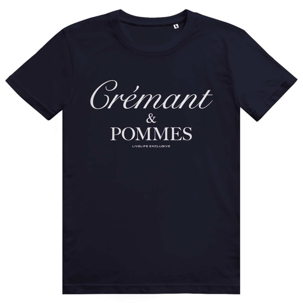 Crémant und Pommes - Französisches Wein Wortspiel - Premium Bio Unisex T-Shirt