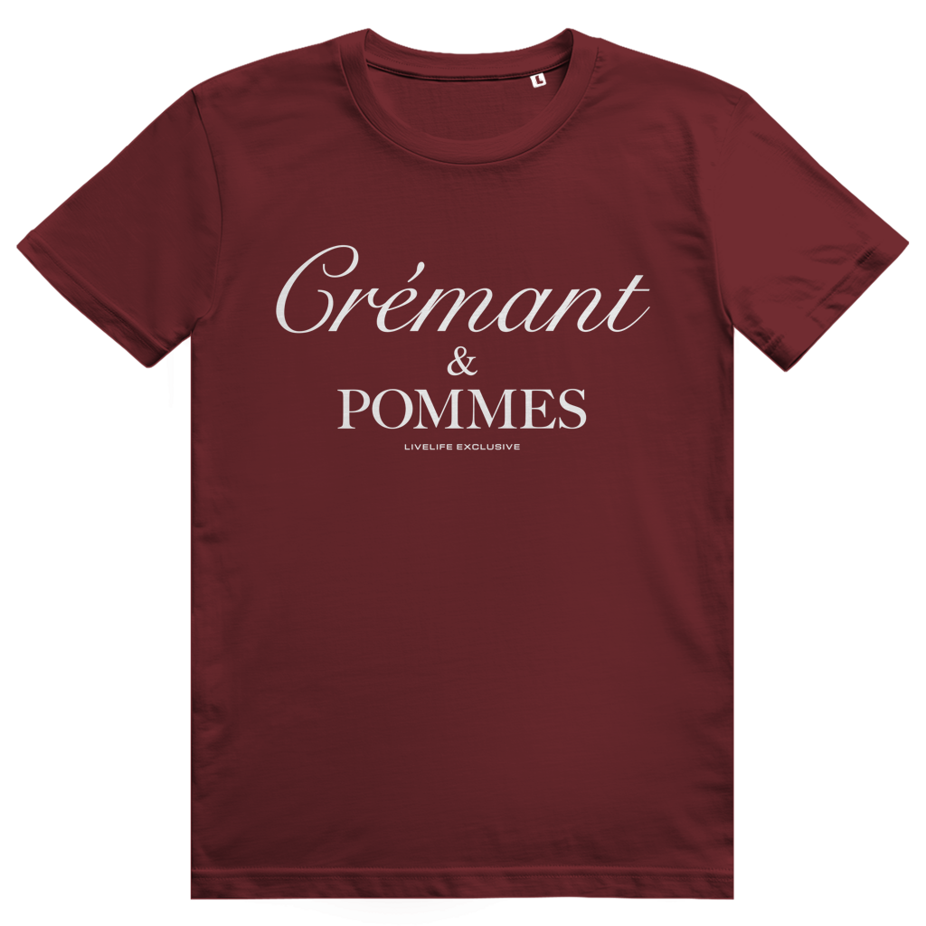 Crémant und Pommes - Französisches Wein Wortspiel - Premium Bio Unisex T-Shirt