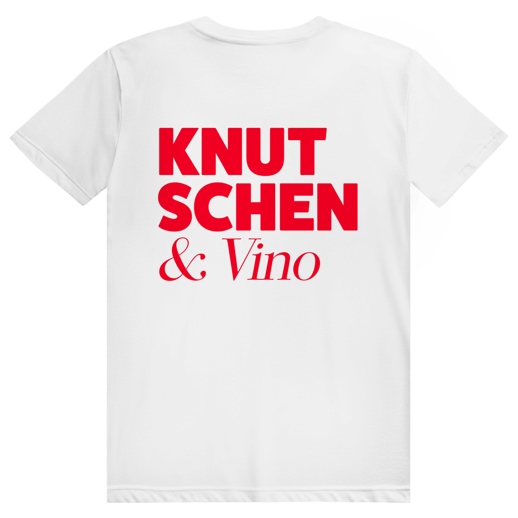 Knutschen und Vino - Lustiges Wein Wortspiel - Premium Bio Unisex (Rückendruck) T-Shirt