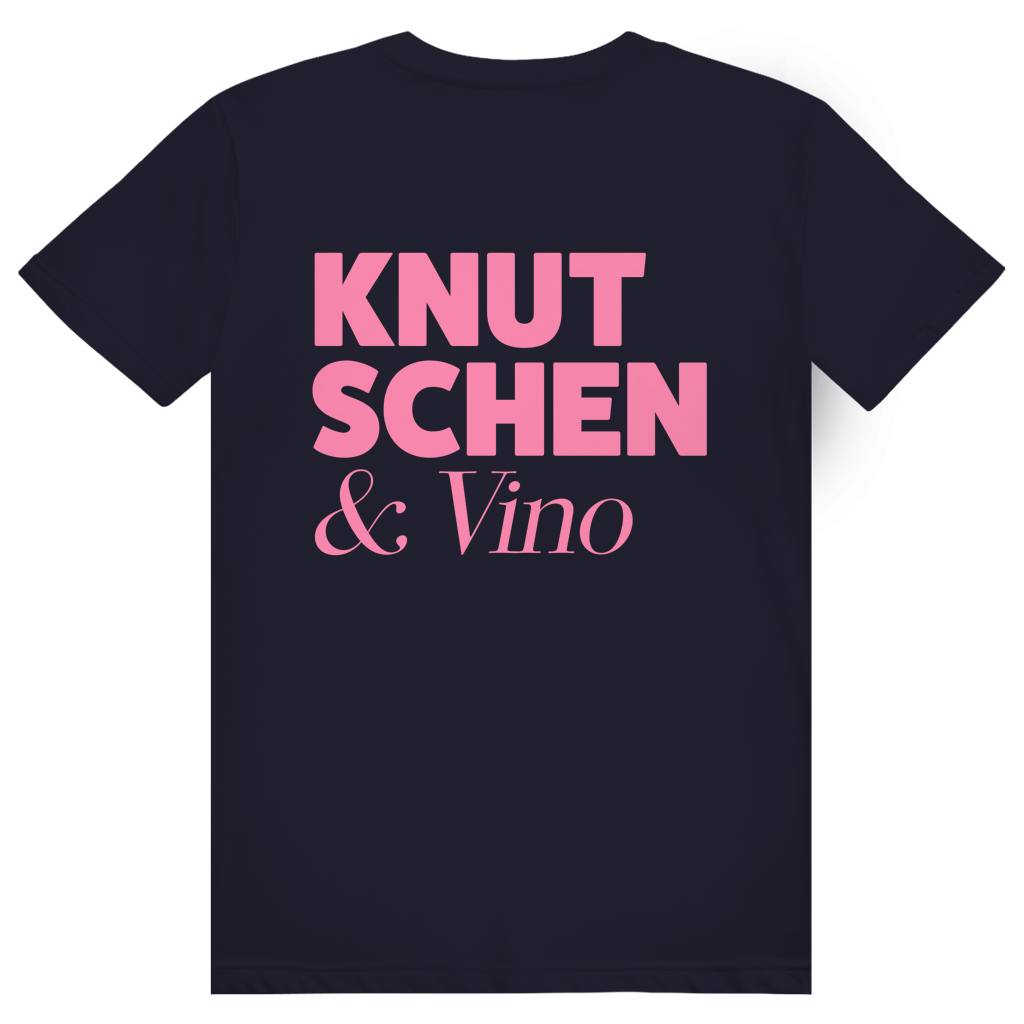 Knutschen und Vino - Lustiges Wein Wortspiel - Premium Bio Unisex (Rückendruck) T-Shirt