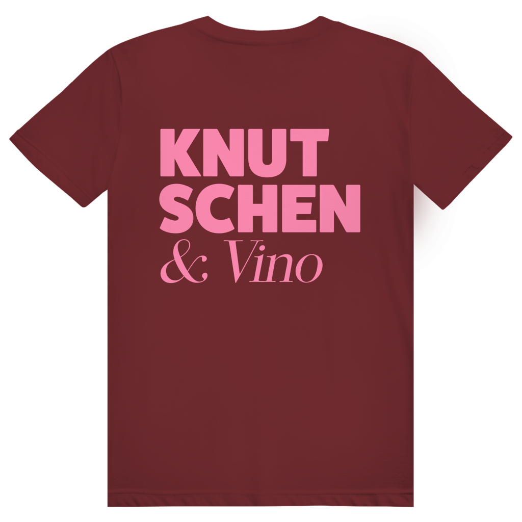 Knutschen und Vino - Lustiges Wein Wortspiel - Premium Bio Unisex (Rückendruck) T-Shirt