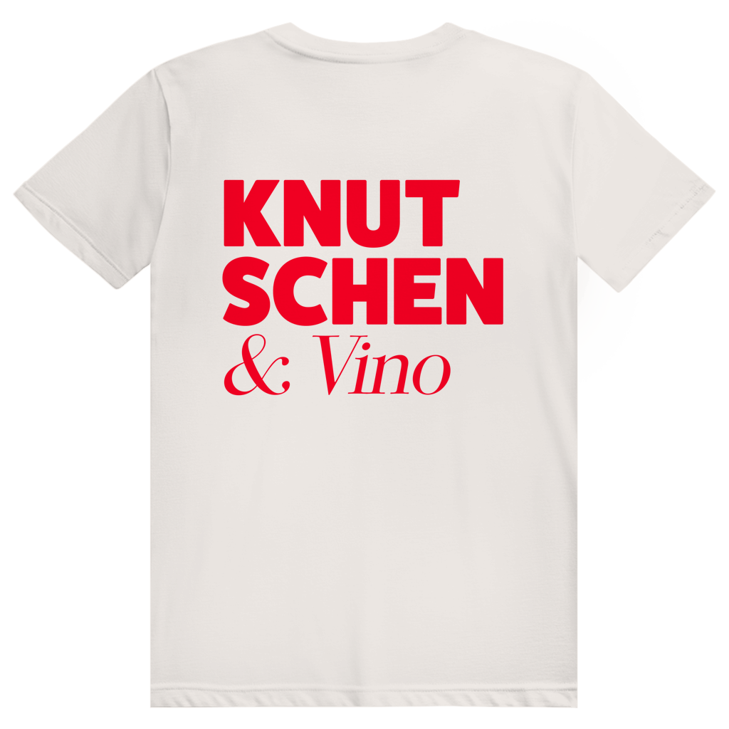 Knutschen und Vino - Lustiges Wein Wortspiel - Premium Bio Unisex (Rückendruck) T-Shirt