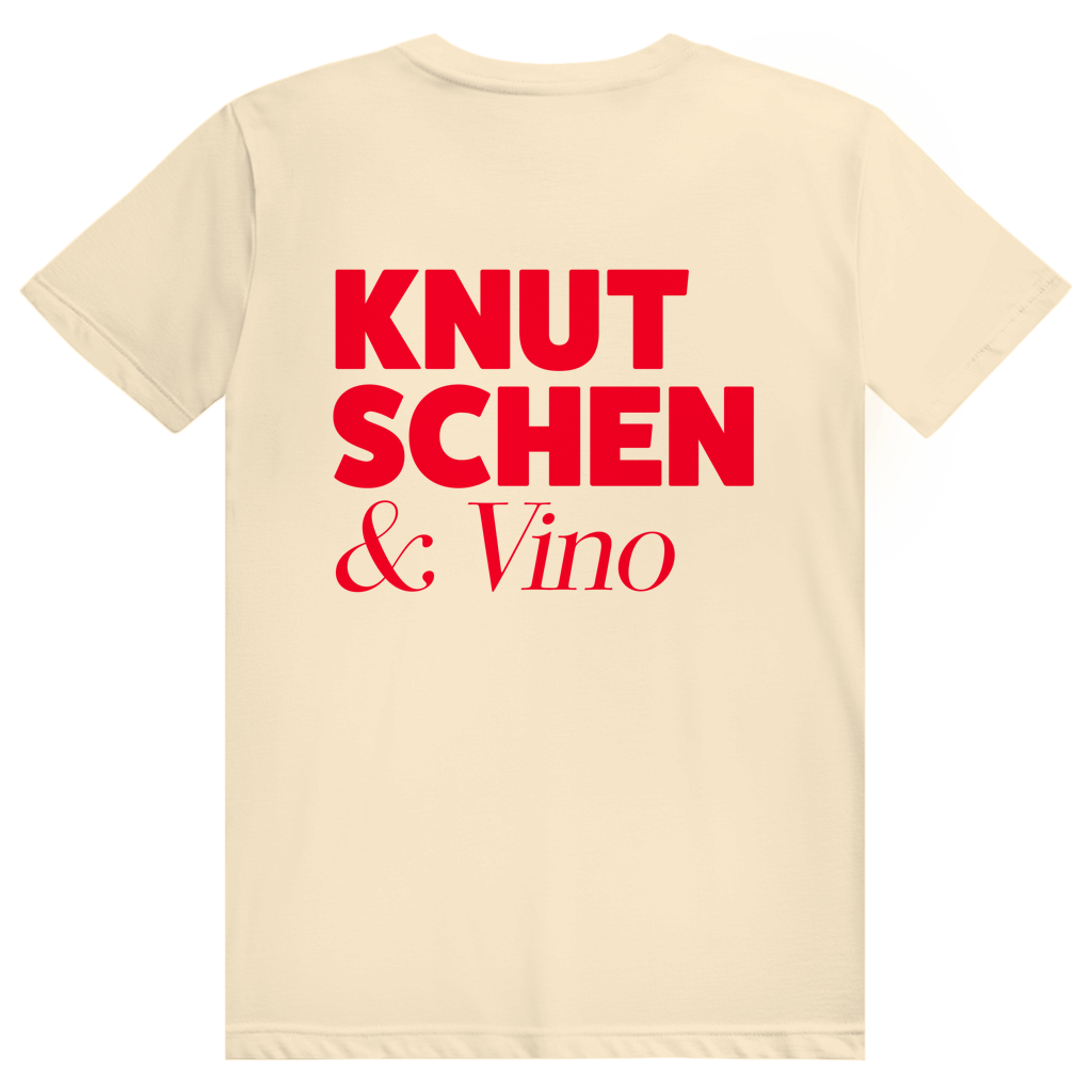 Knutschen und Vino - Lustiges Wein Wortspiel - Premium Bio Unisex (Rückendruck) T-Shirt