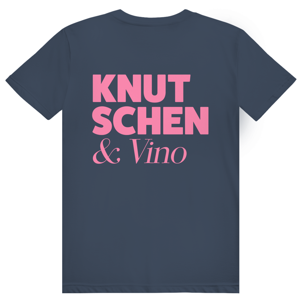 Knutschen und Vino - Lustiges Wein Wortspiel - Premium Bio Unisex (Rückendruck) T-Shirt