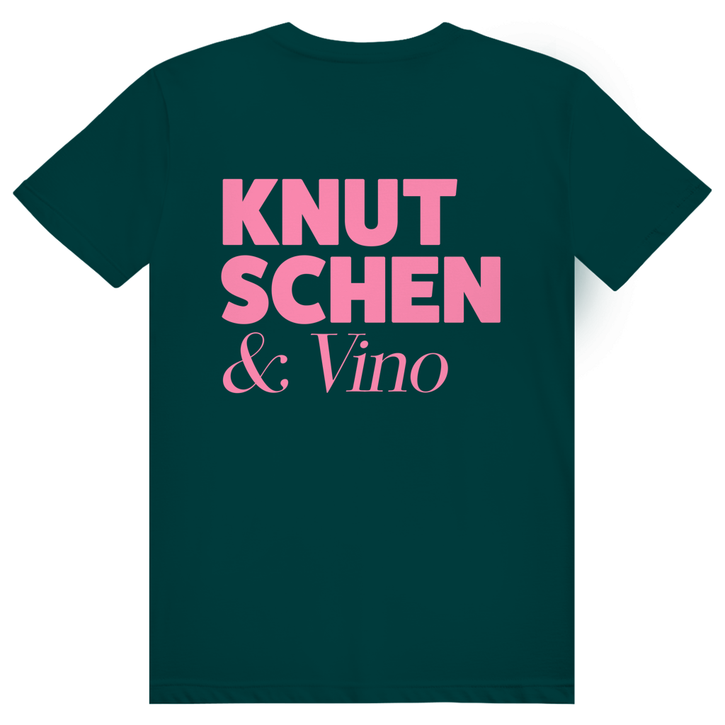 Knutschen und Vino - Lustiges Wein Wortspiel - Premium Bio Unisex (Rückendruck) T-Shirt