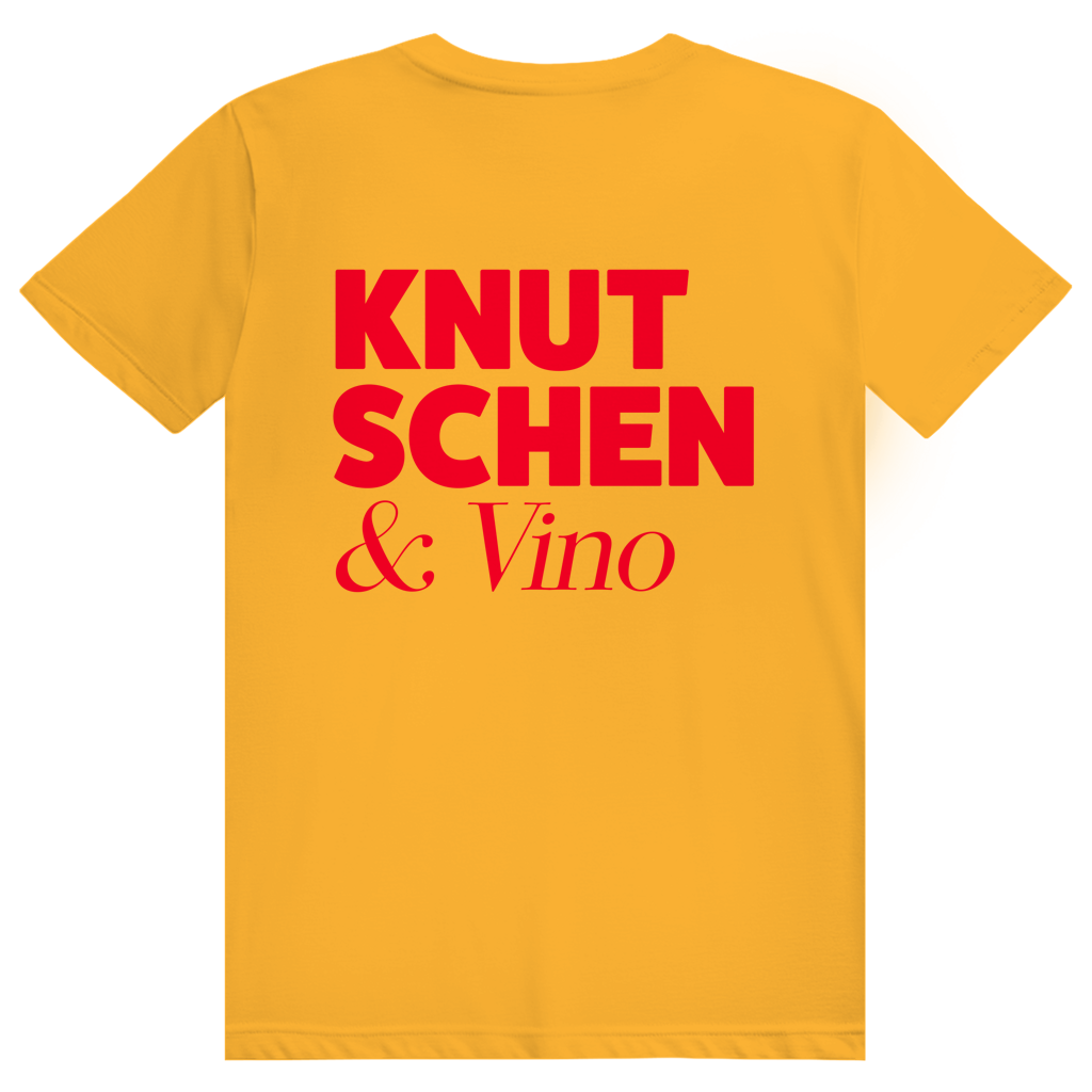 Knutschen und Vino - Lustiges Wein Wortspiel - Premium Bio Unisex (Rückendruck) T-Shirt