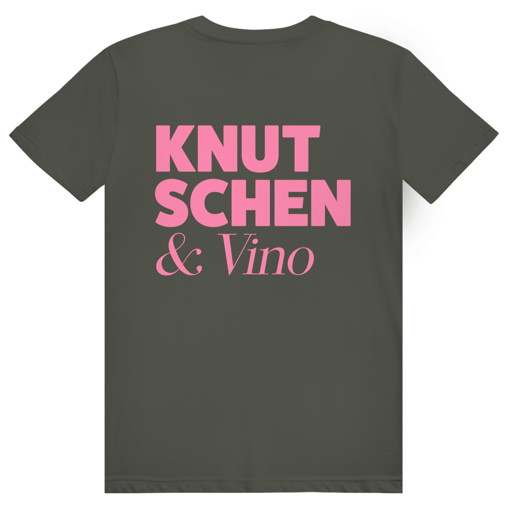 Knutschen und Vino - Lustiges Wein Wortspiel - Premium Bio Unisex (Rückendruck) T-Shirt