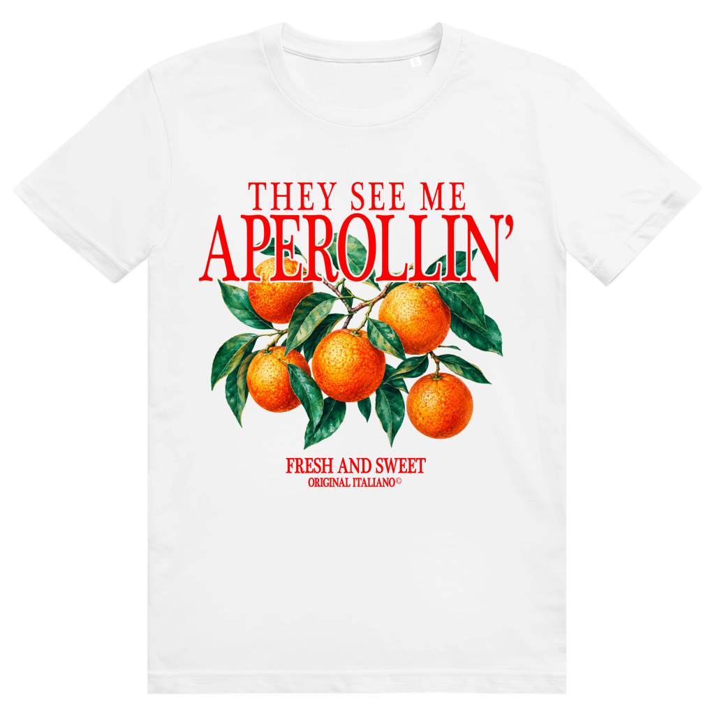They See Me Aperollin - Aperol Spritz Italiano Orangen Print - Premium Bio Unisex T-Shirt