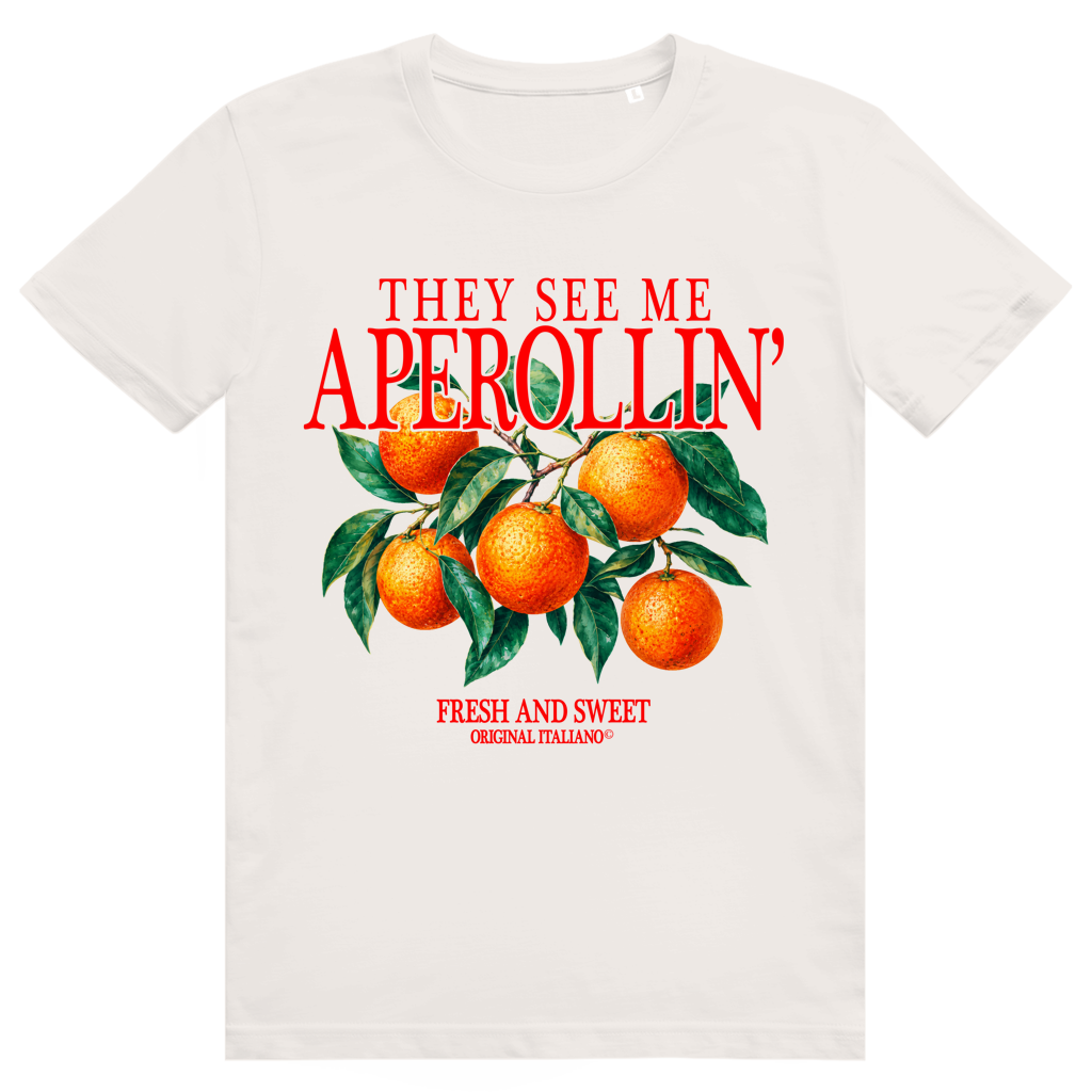They See Me Aperollin - Aperol Spritz Italiano Orangen Print - Premium Bio Unisex T-Shirt