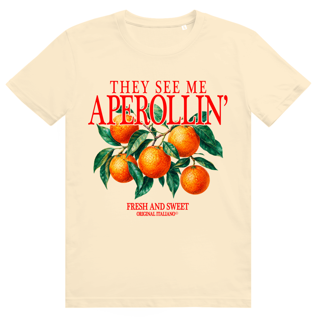 They See Me Aperollin - Aperol Spritz Italiano Orangen Print - Premium Bio Unisex T-Shirt