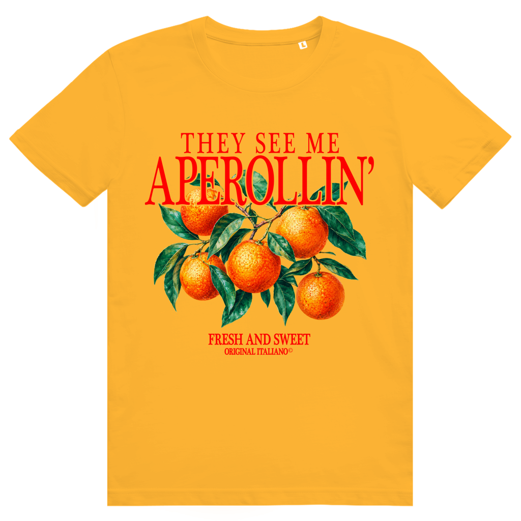 They See Me Aperollin - Aperol Spritz Italiano Orangen Print - Premium Bio Unisex T-Shirt